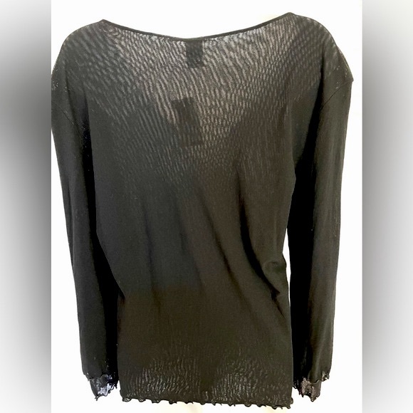 VTG with Tags Size 1X by Sweet Woman Black LS Semi Sheer Top Bloomingdales - Picture 2 of 7